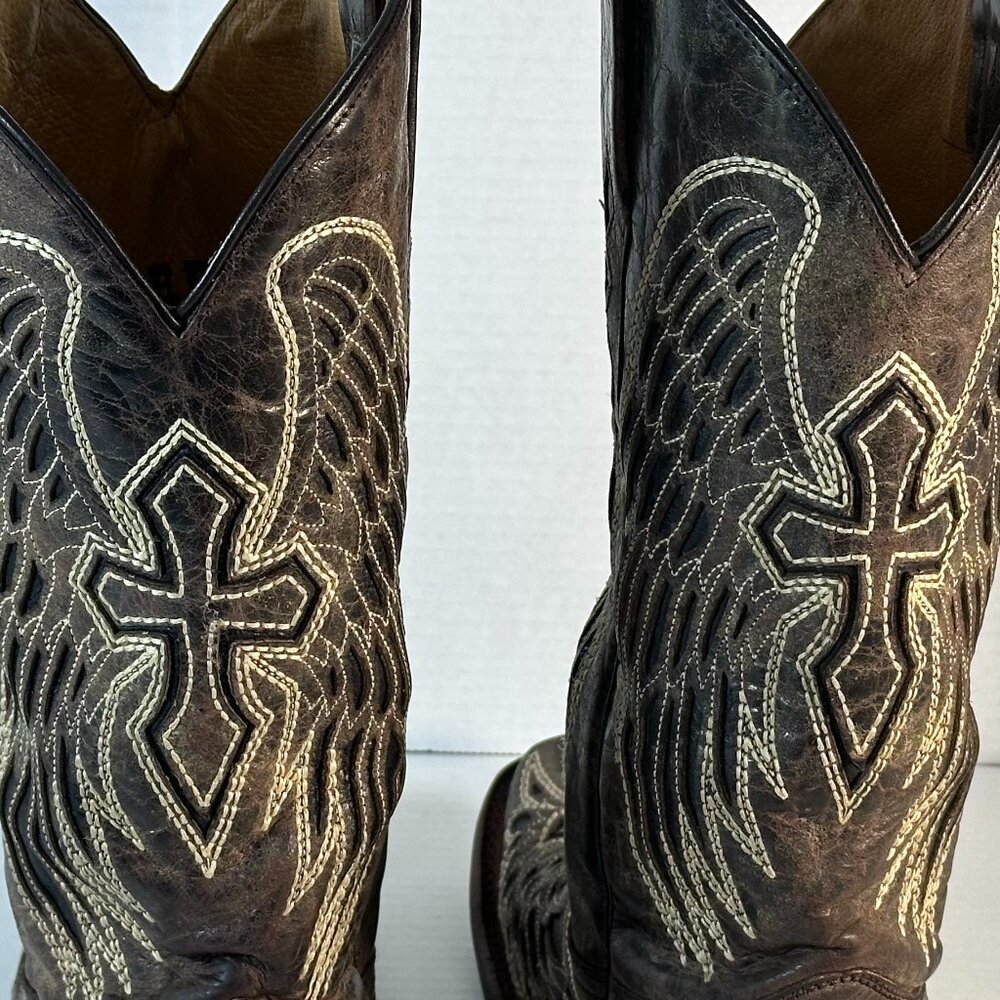 Corral Brown Heeled Boots with Embroidered Wings - Picture 7 of 16
